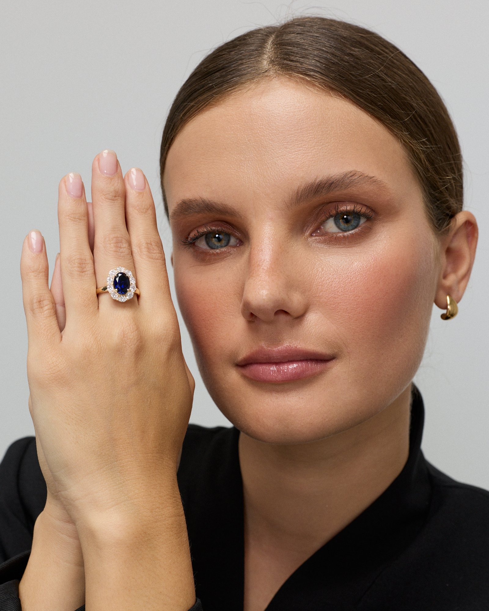 Created Sapphire & 0.97 Carat TW Laboratory-Grown Diamond Ring 10kt Yellow Gold