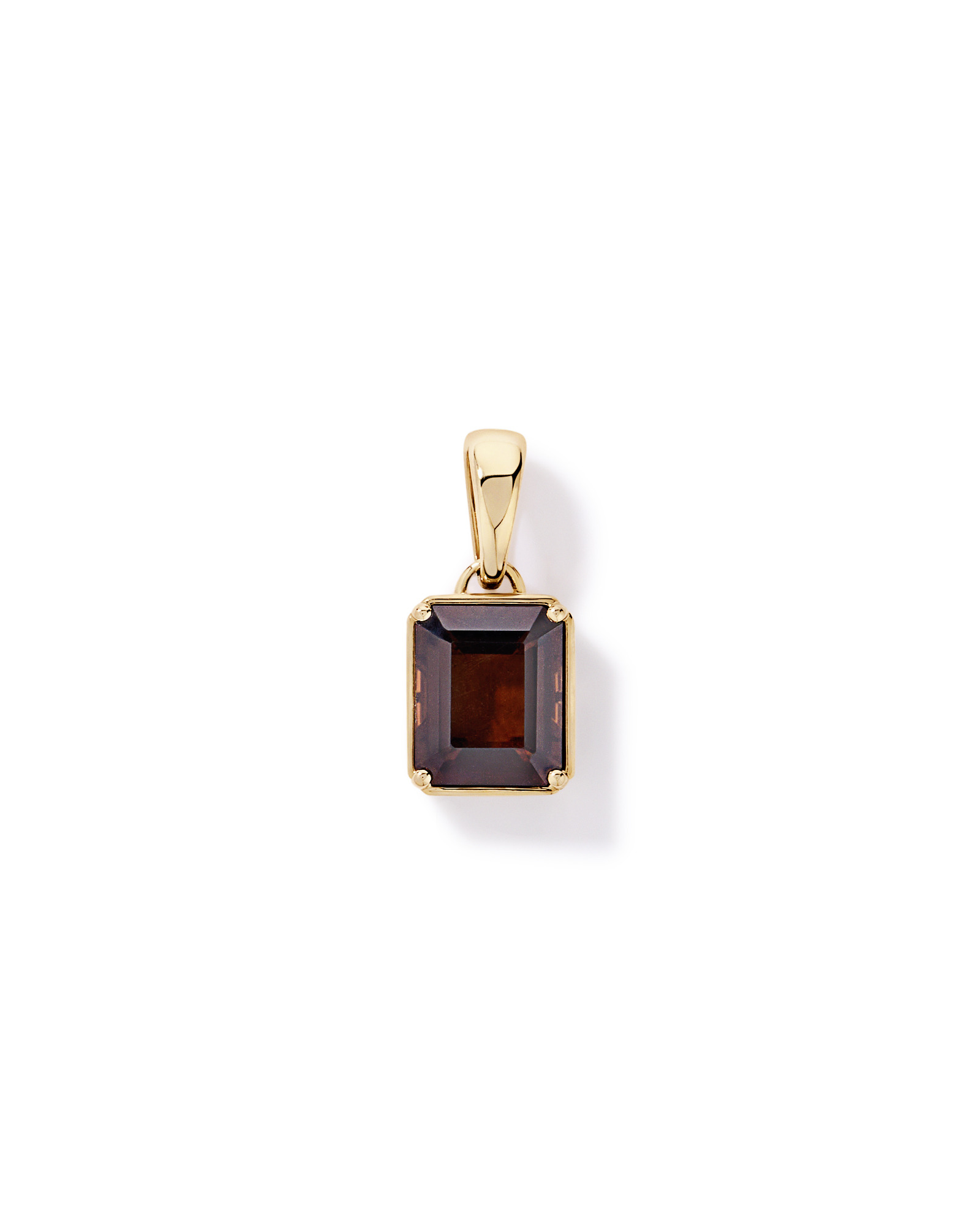 Emerald-Cut Smokey Quartz Pendant in 10kt Yellow Gold