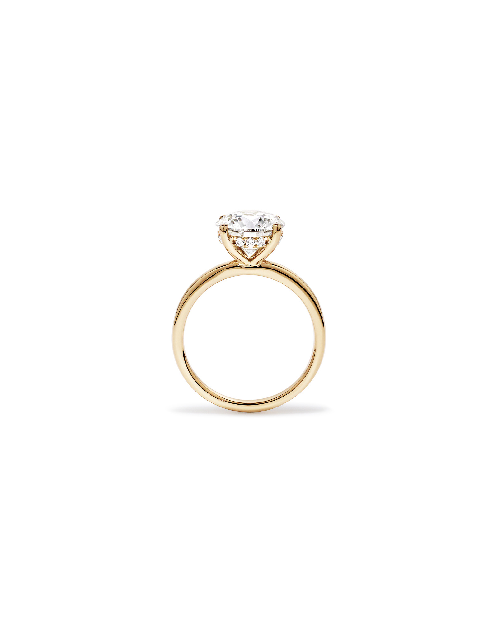 Bague solitaire en or jaune 18 carats avec diamant rond brillant de 3,10 cultivé laboratoire