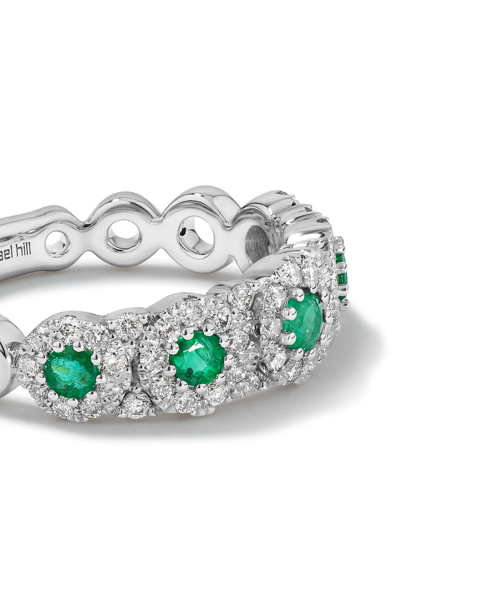Bubble Ring with Emerald & 0.50 Carat TW of Diamonds in 14kt White Gold
