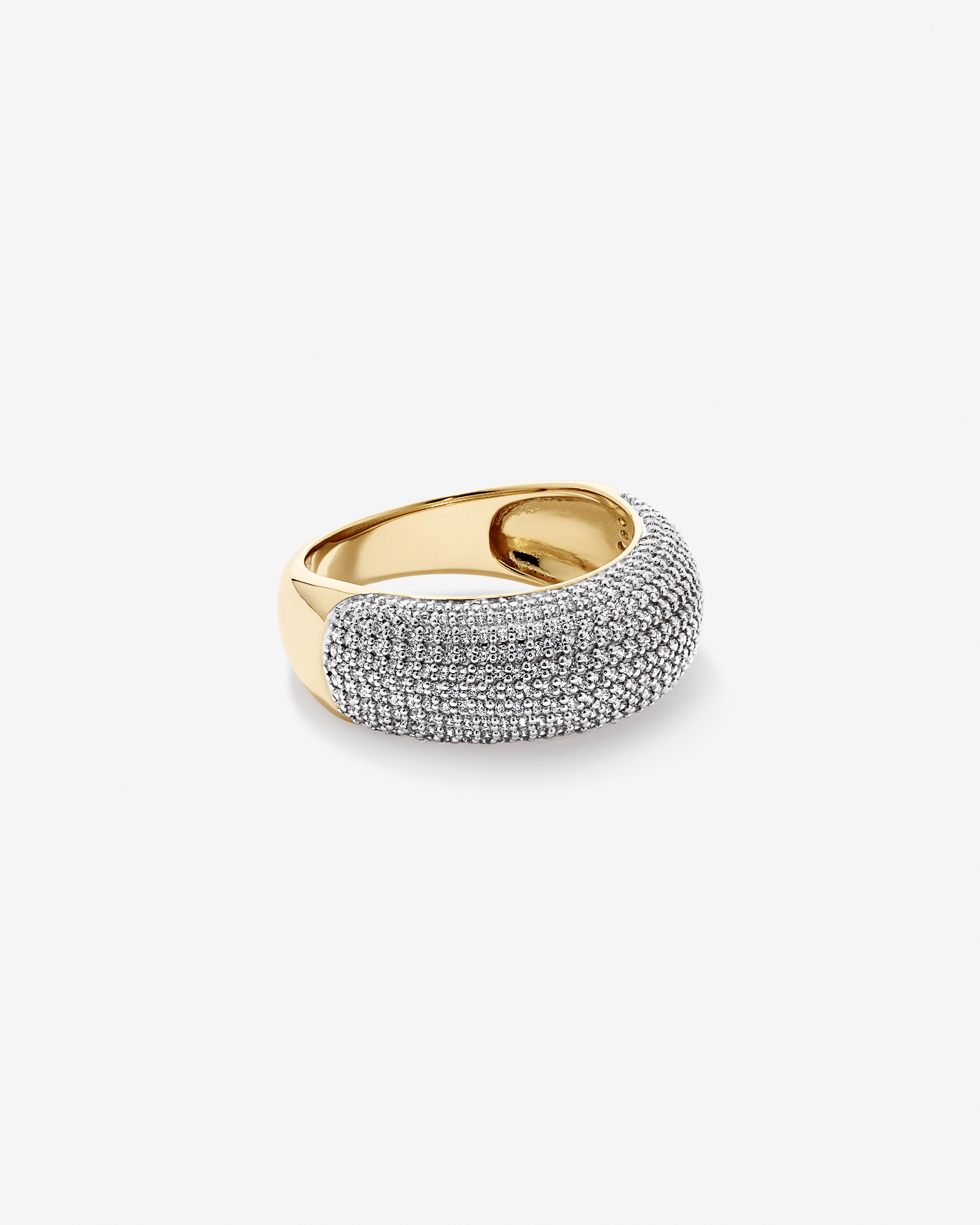 Wide Pavé Dome Ring with Cubic Zirconia in 18kt Vermeil