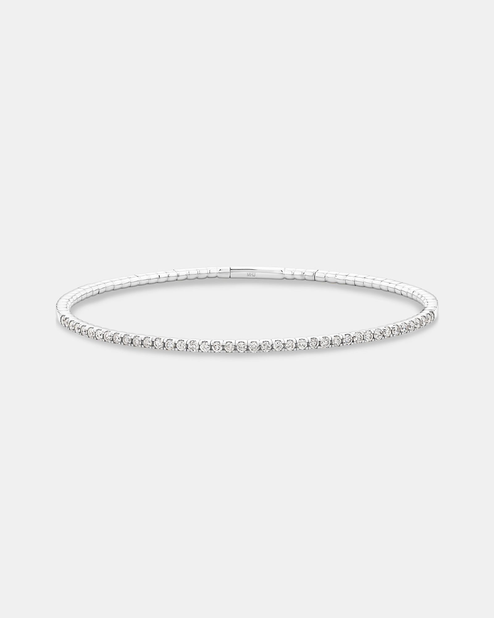 0.68 Carat TW Diamond Row Flex Bangle in 10kt White Gold