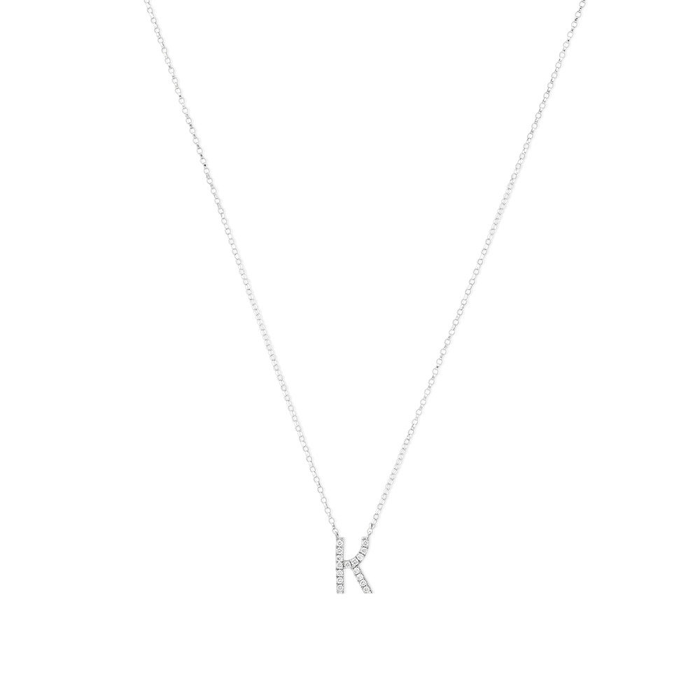 Collier à initiale « K » en or blanc 10 K avec diamants totalisant 0,10 ct