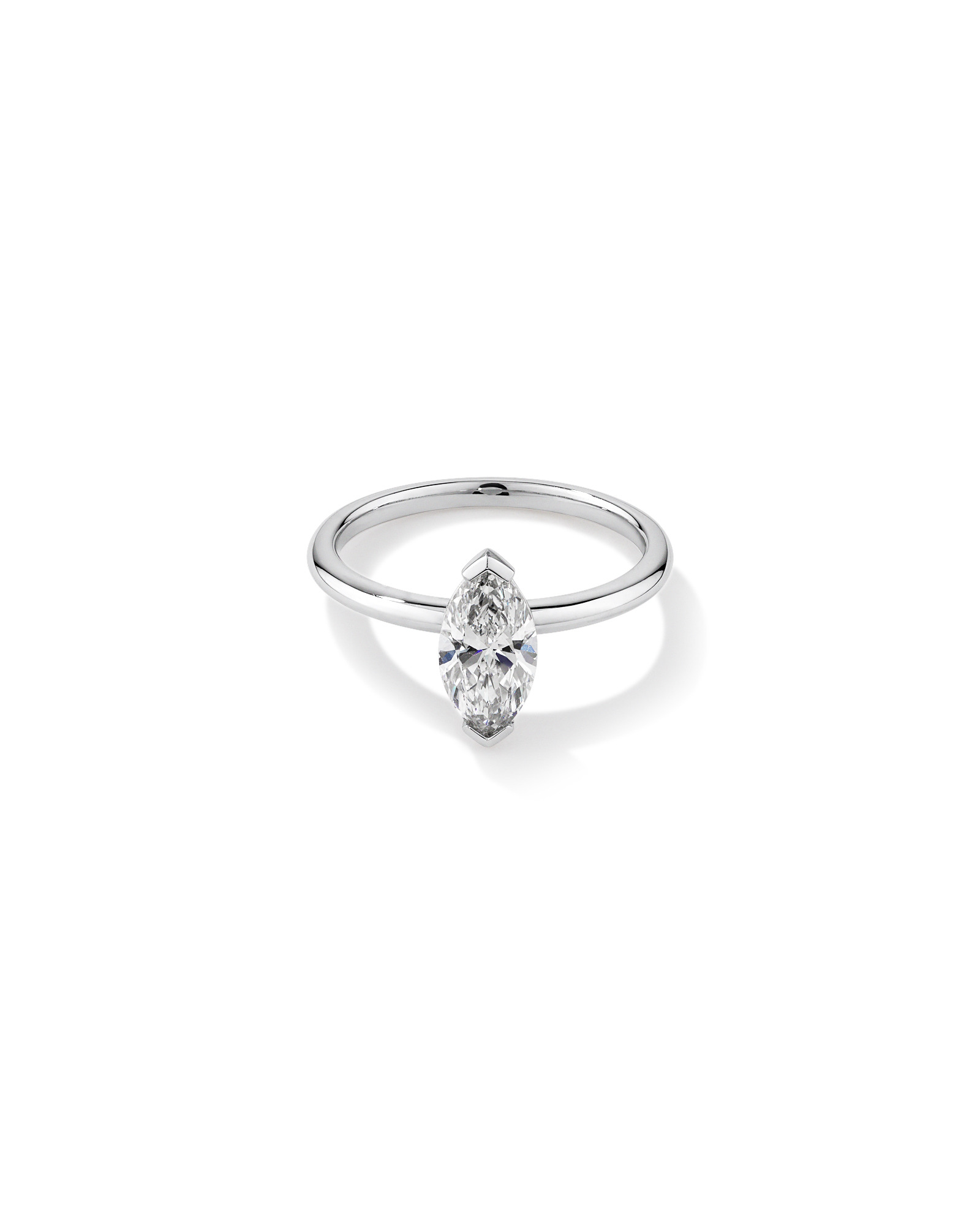 Bague de fiançailles en diamant solitaire cultivée laboratoire Marquise 1,25 carats or blanc 14