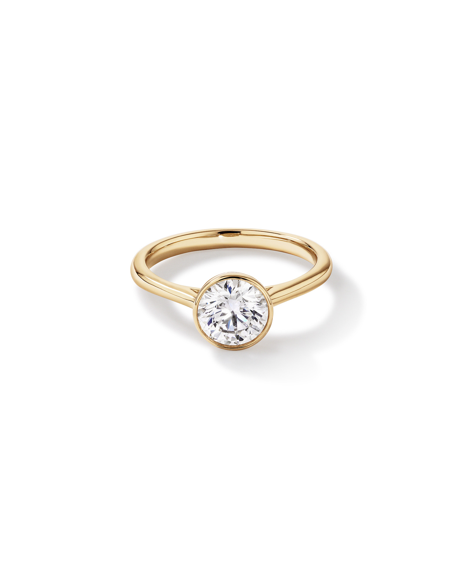 Bague de fiançailles 1,25 carat TW sertie ronde brillante en diamant solitaire cultivé laboratoire or jaune 14 carats