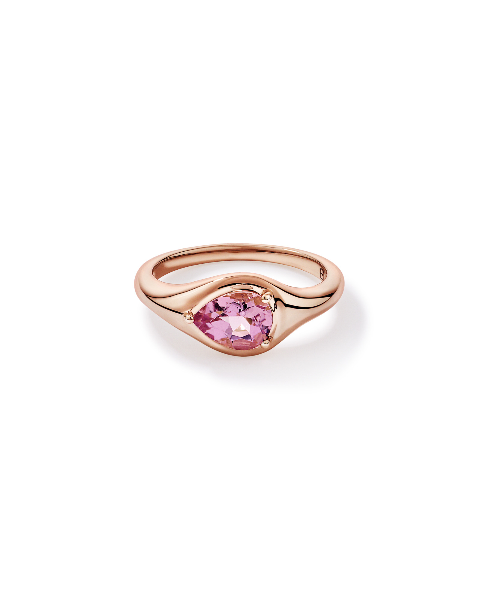 Pear Cut Blush Pink Tourmaline East-to-West Set Ring 10kt Rose Gold