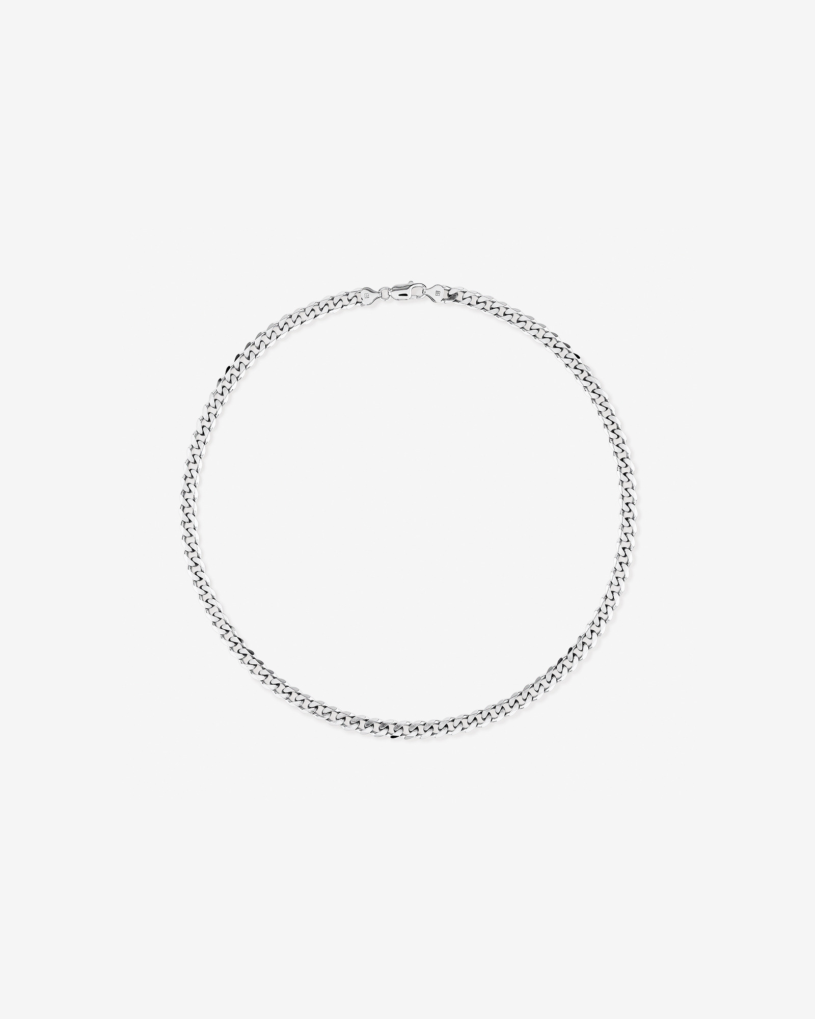 55cm (22") 7.20mm Width Bevelled Curb Chain Necklace in Sterling Silver