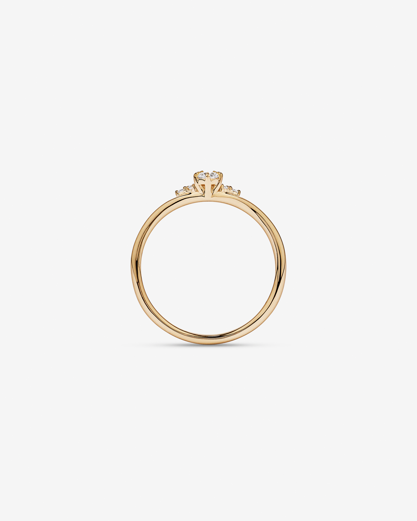 Bague de promesse Chevron en or jaune 10 carats avec diamant rond brillant laboratoire (poids total 0,15 carat)