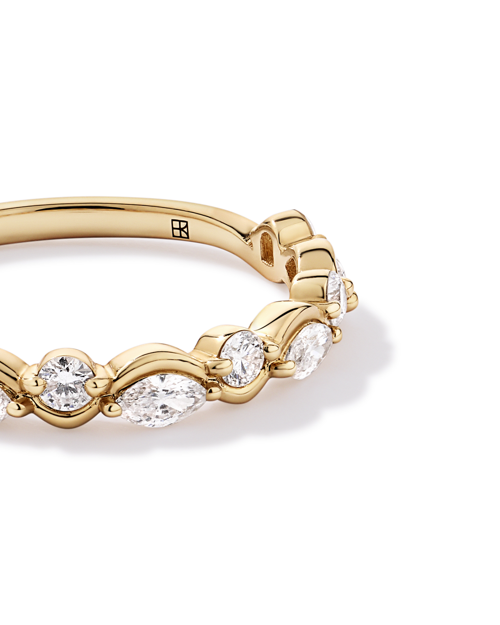 0.43TW Marquise and Round Brilliant Diamond Twist Wedding Ring 14kt Yellow Gold
