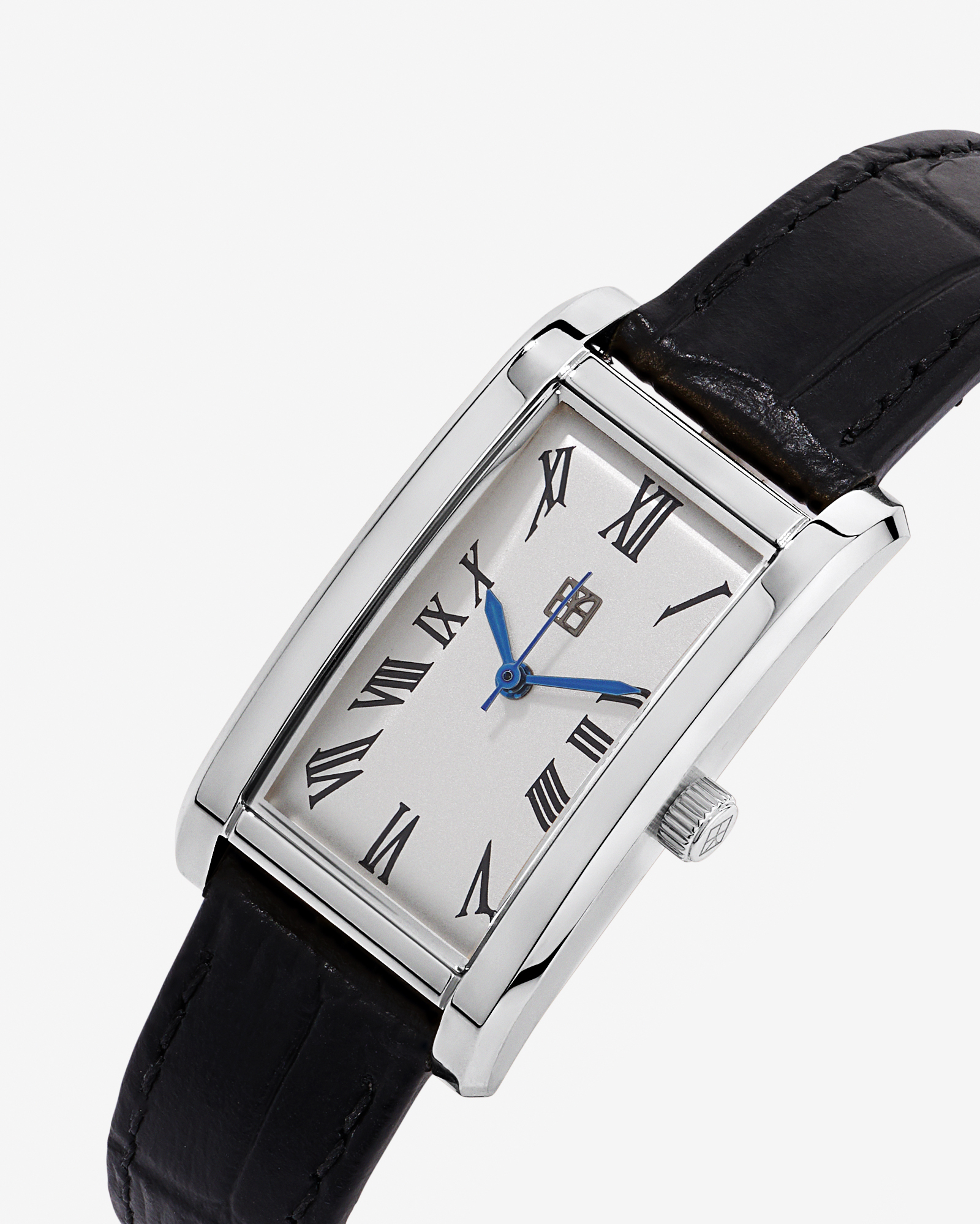 Women’s Black Leather Watch in Stainless Steel