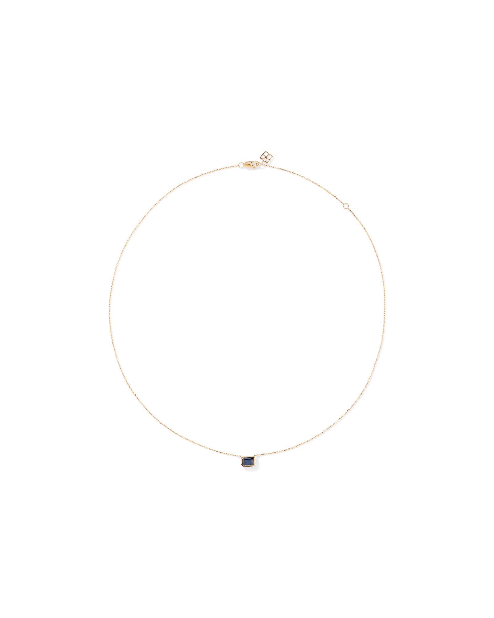 Collier serti de lunette taille émeraude en saphir australien en or jaune 10 carats