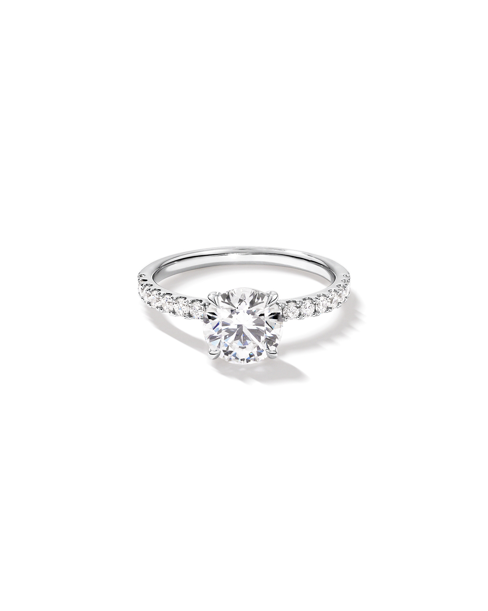1.81 Carat TW Round Brilliant Lab-Grown Diamond Side Accent Engagement Ring 14kt White Gold