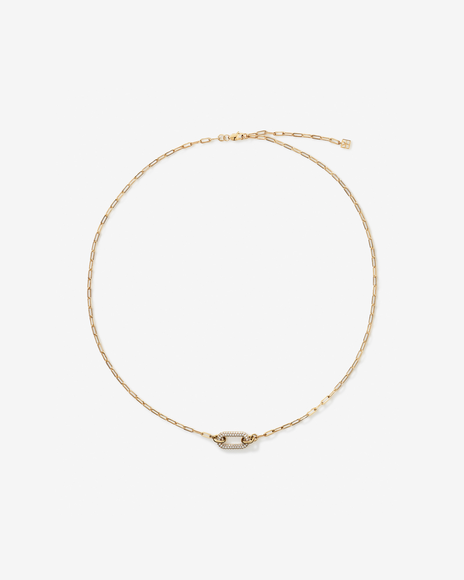 Luxe Links Necklace with Cubic Zirconia in 18kt Vermeil