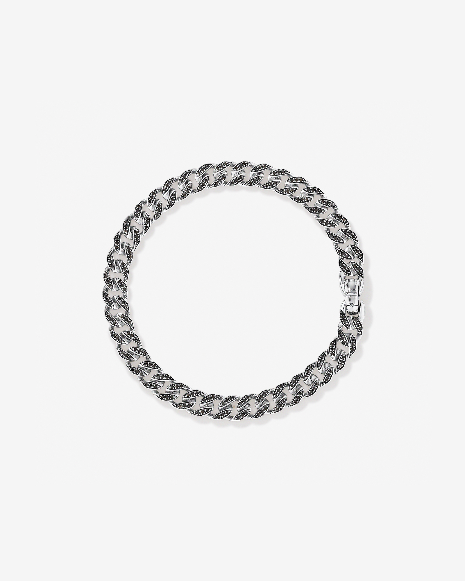 Men's 1.32 Carat TW Men's Black Diamond Cuban Bracelet in Sterling Silver