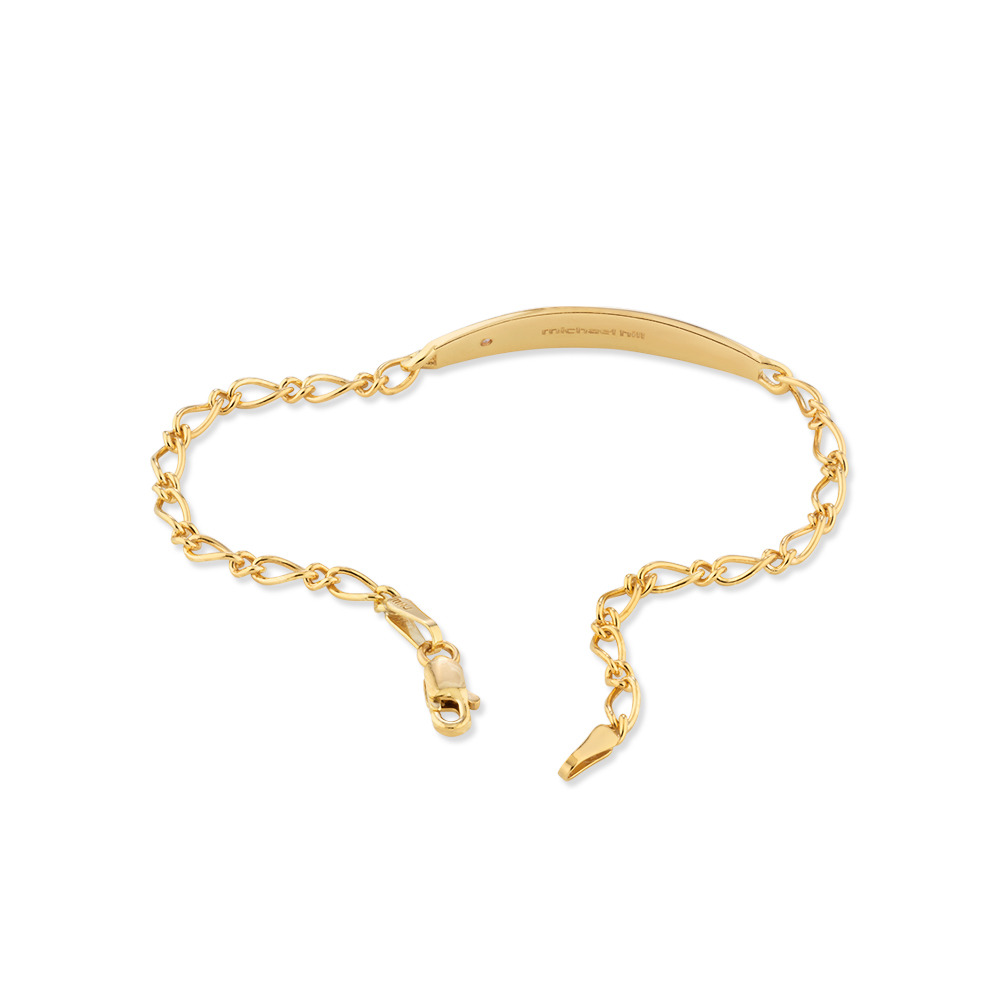 Bracelet d'identité de 14 cm en or jaune 10 K avec zircon cubique rose pour bébé