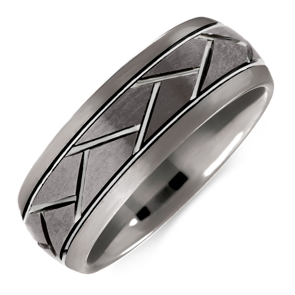 8mm Men�s Ring in Grey Tungsten