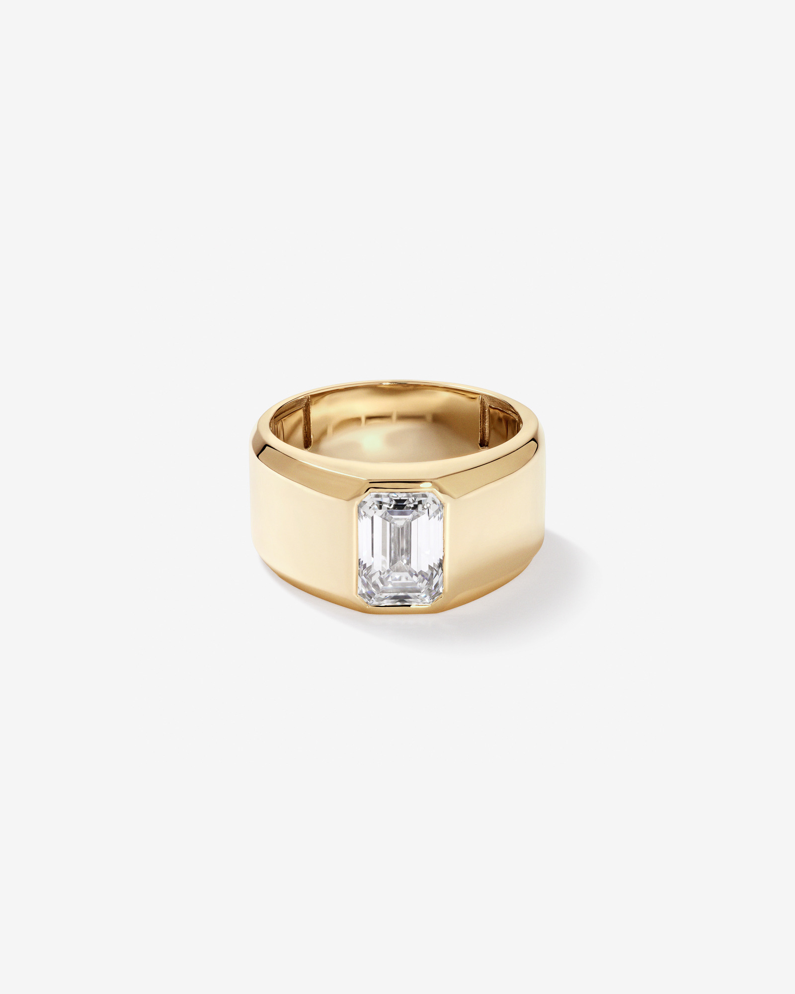 2.00 Carat TW Bezel Set Emerald Cut Lab-Grown Diamond Modern Cigar Band in 14kt Yellow Gold
