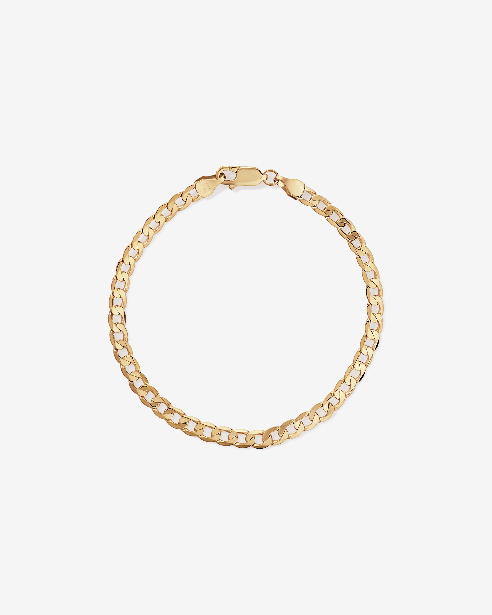 19cm (22") 4mm-4.5mm Width Curb Bracelet in 10kt Yellow Gold