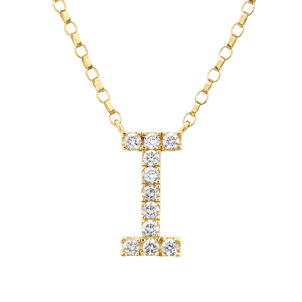 "I" Initial Necklace with 0.10 Carat TW of Diamonds in 10kt Yellow Gold