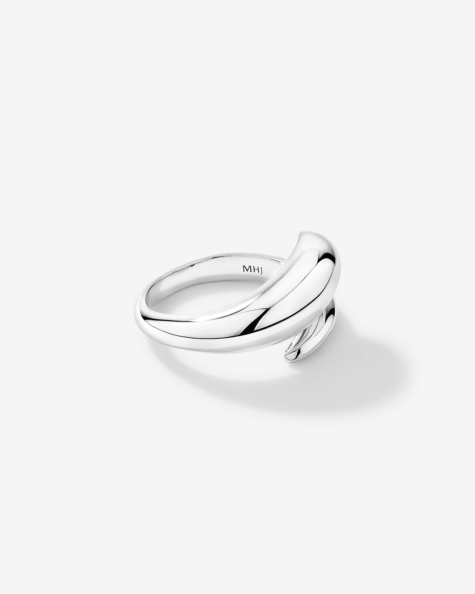 Tapered Dome Open Bypass Ring in Sterling Silver