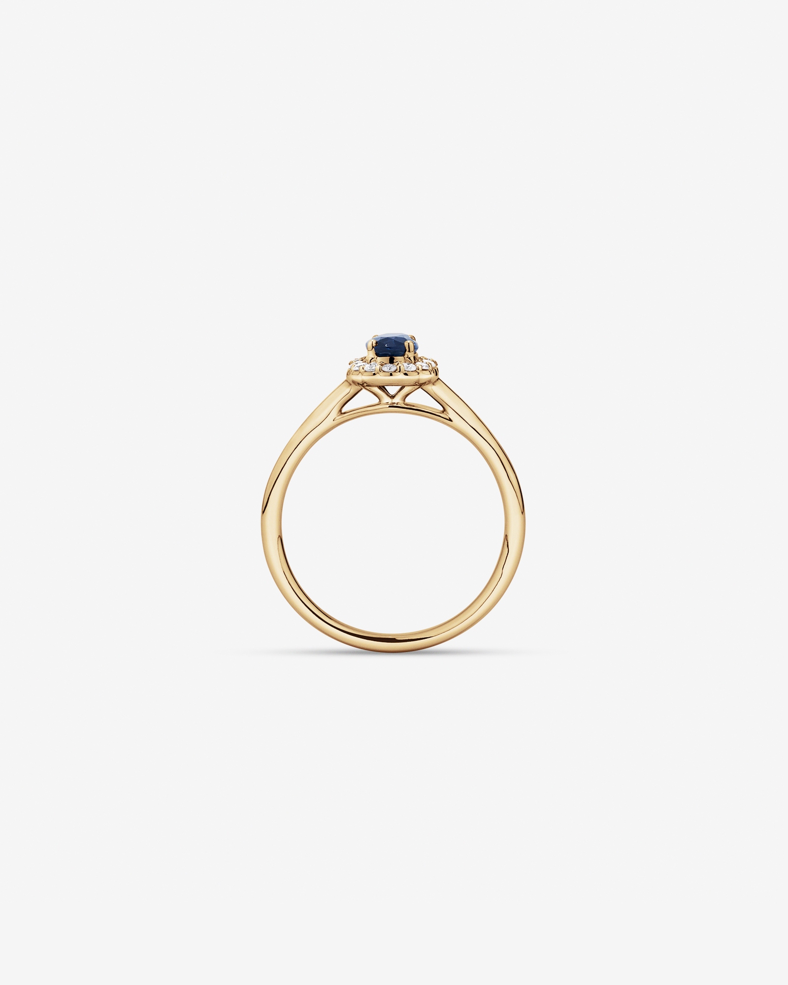Bague halo en diamant TW saphir australien et 0,10 carat or jaune 10 carats