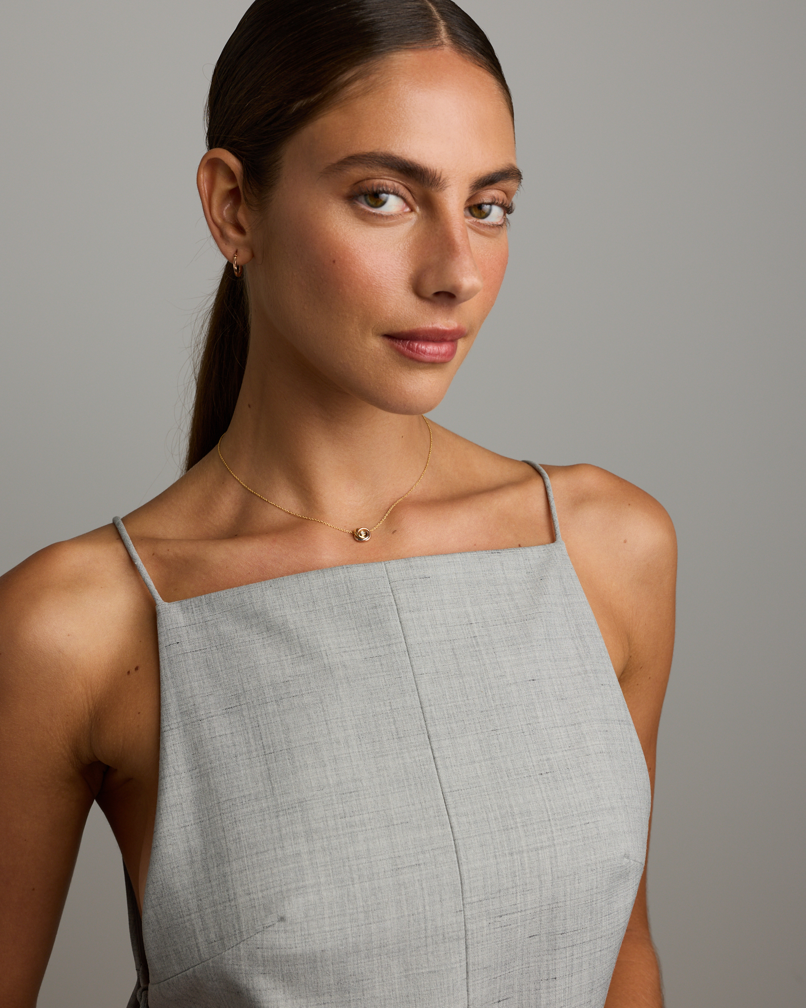 Diamond Accent Tri Tone Knot Necklace in 10kt Yellow, Rose and White Gold