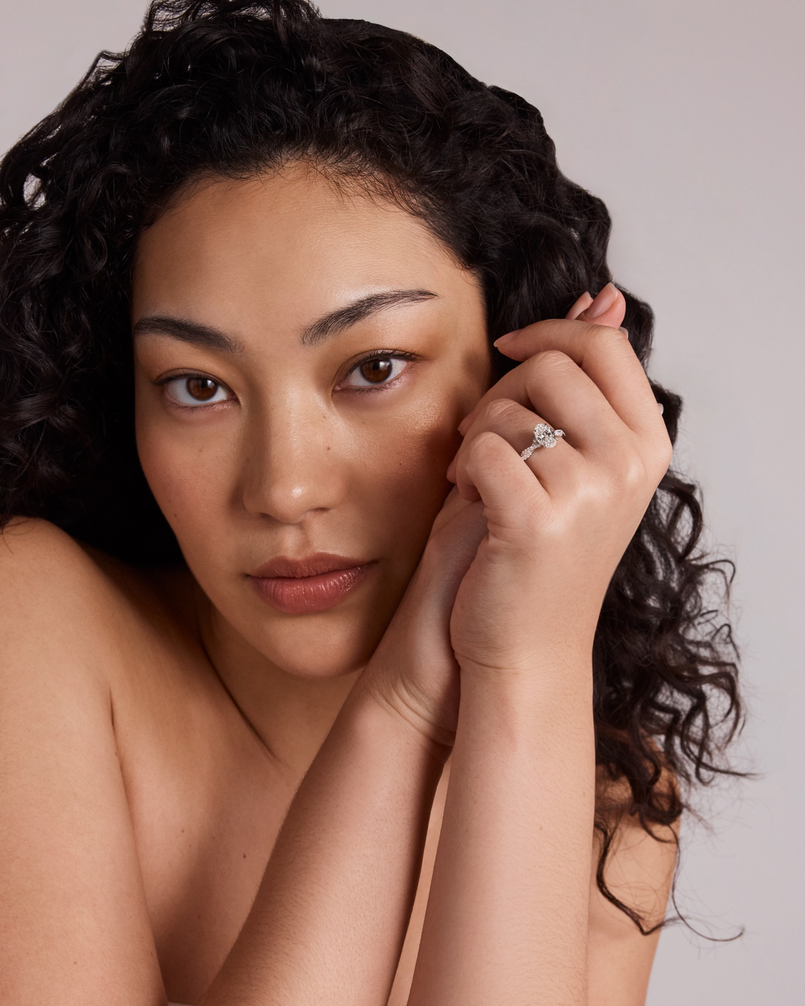 1.70 Carat TW Oval Cut Lab-Grown Diamond Twist Band Engagement Ring 14kt White Gold