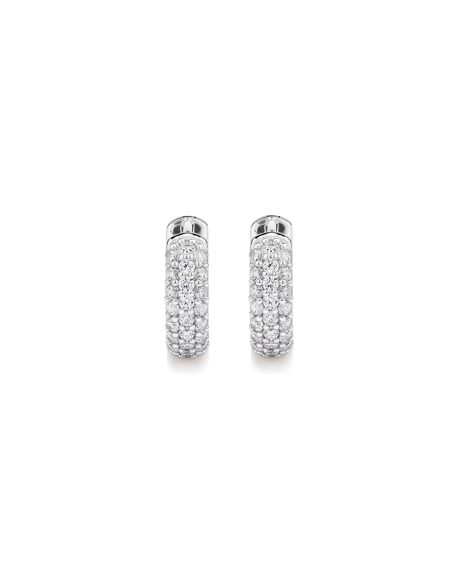 Boucles d'oreilles huggie croix en forme de coussin en zircon cubique en argent sterling