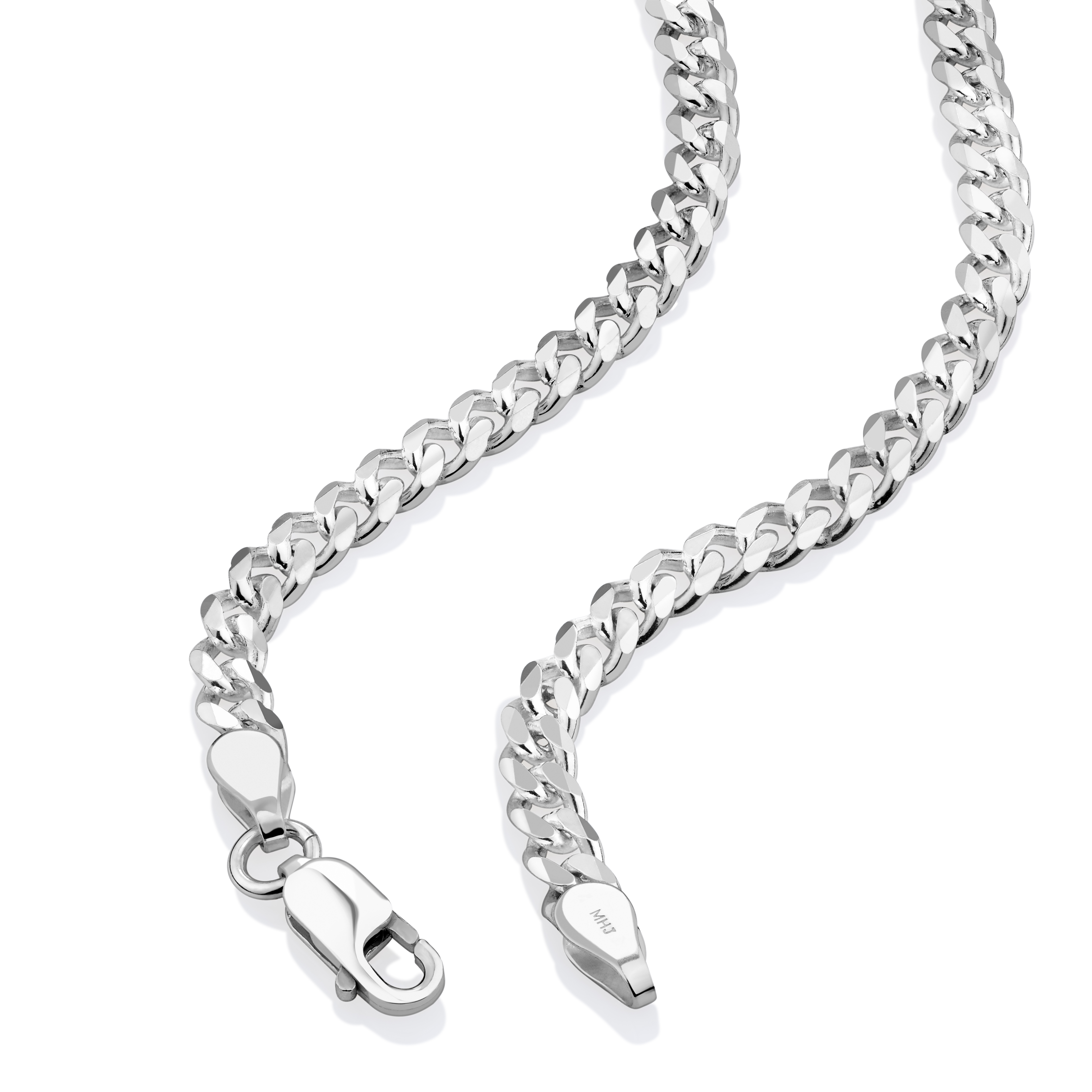 Chaîne à maillons gourmette en argent sterling de 50 cm, largeur 4 mm à 4,5 mm
