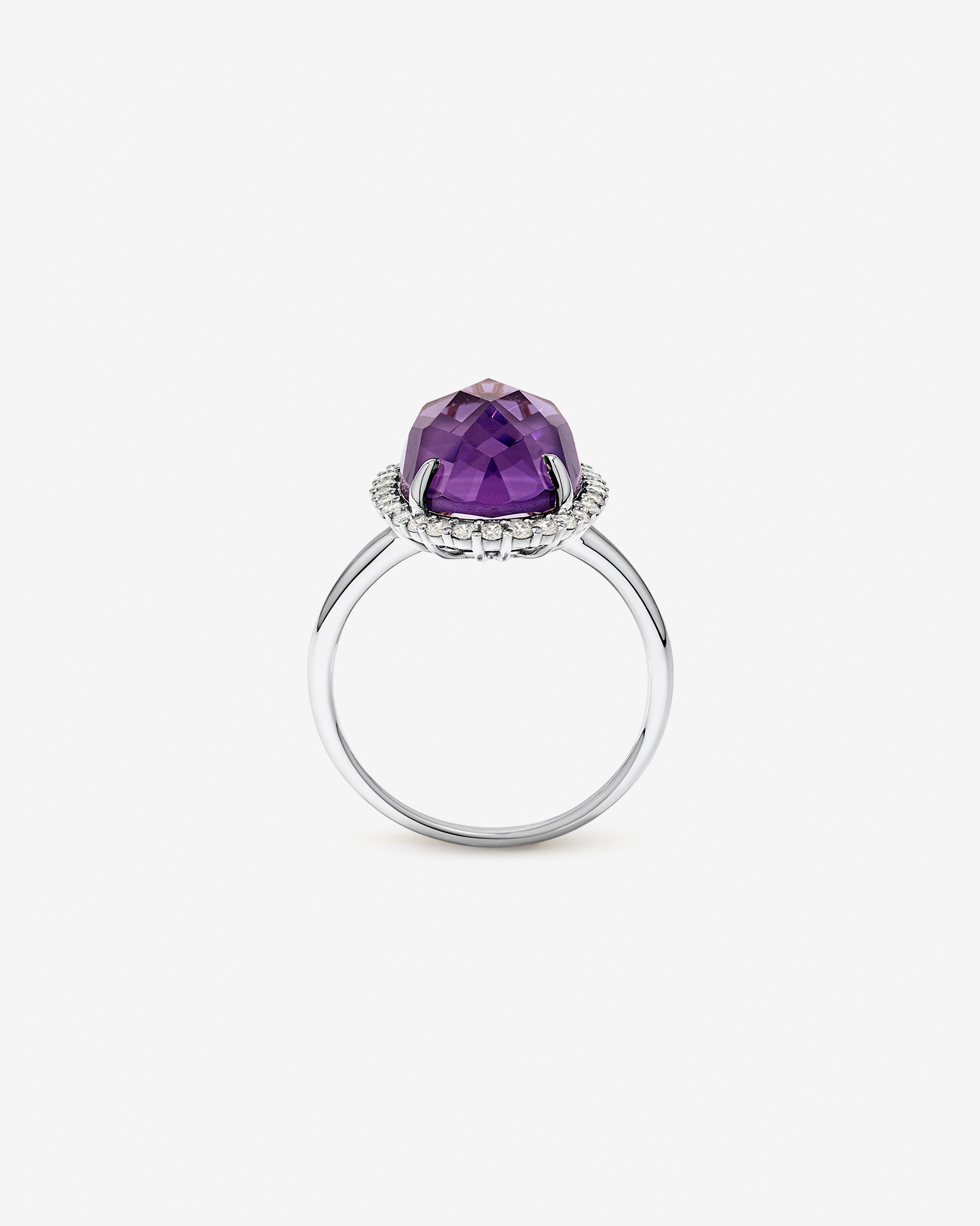 Oval Amethyst & 0.35 Carat TW Diamond Halo Ring 10kt White Gold