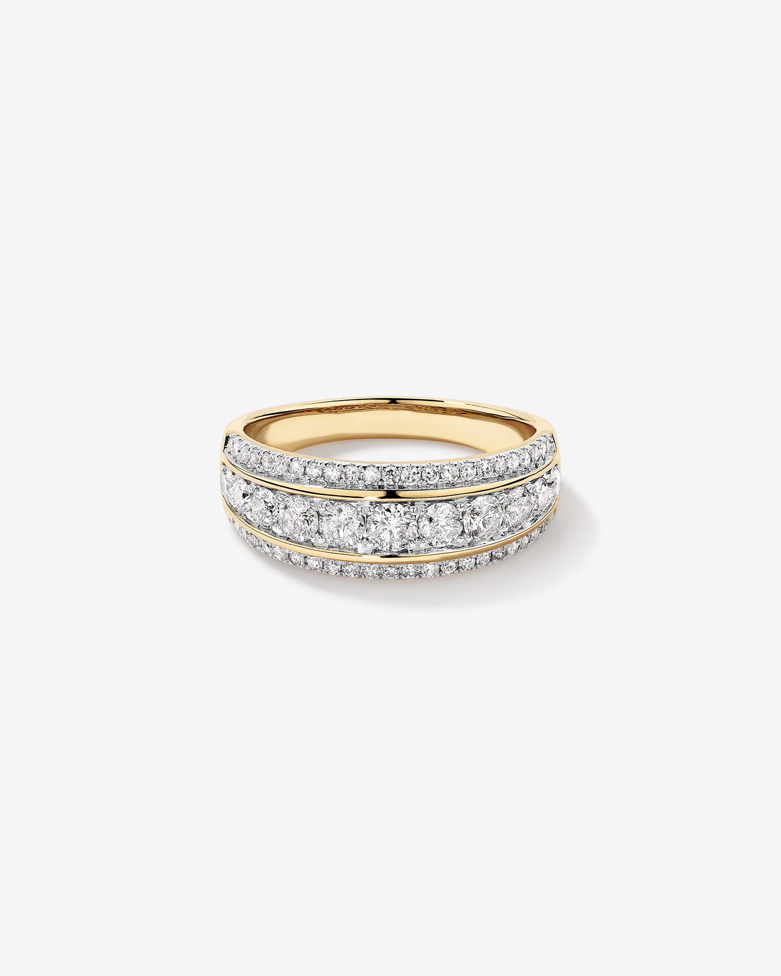 Three Row Ring with 1.00 Carat TW of Diamonds in 10kt Yellow Gold
