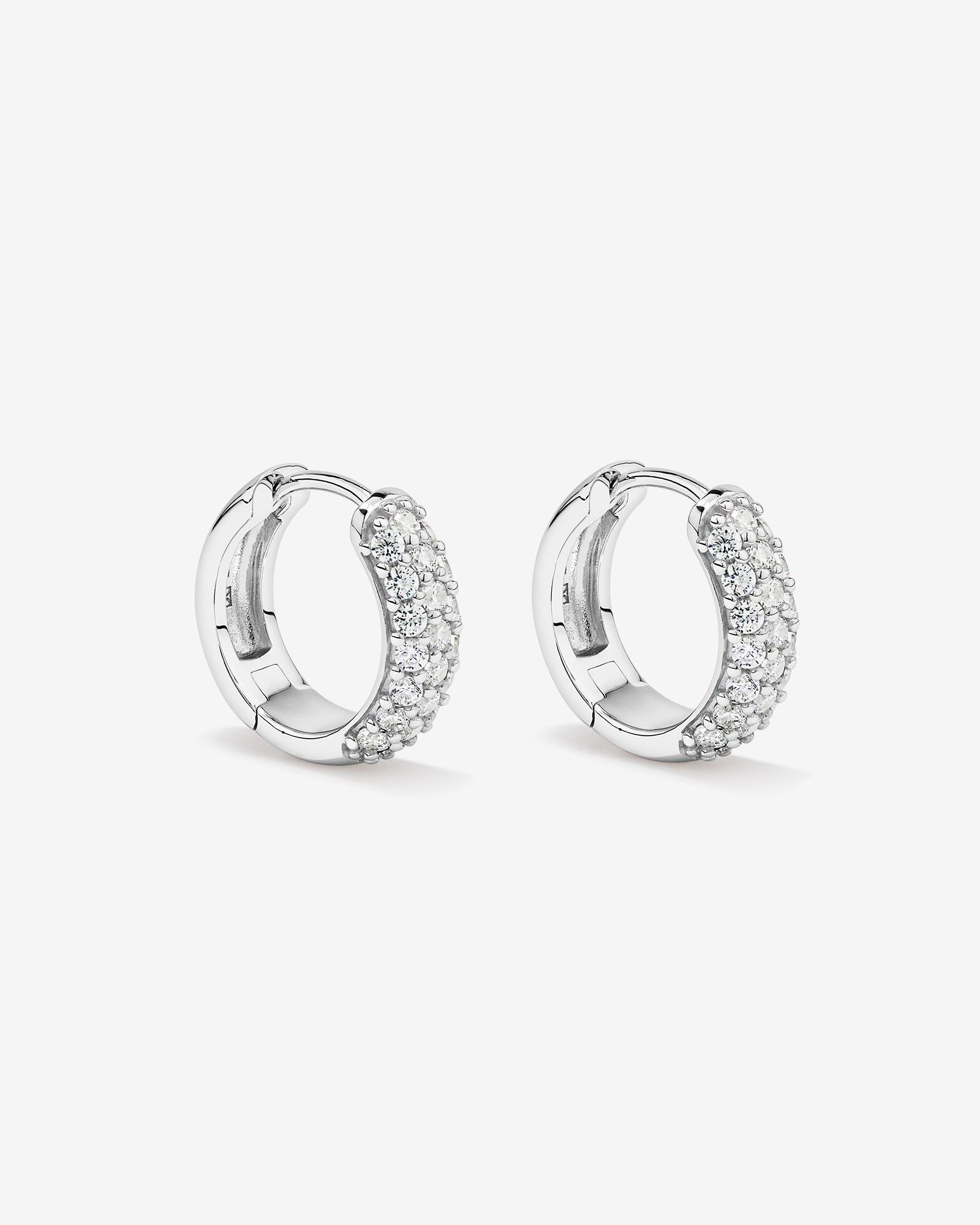 Cubic Zirconia Huggie Earrings in Sterling Silver