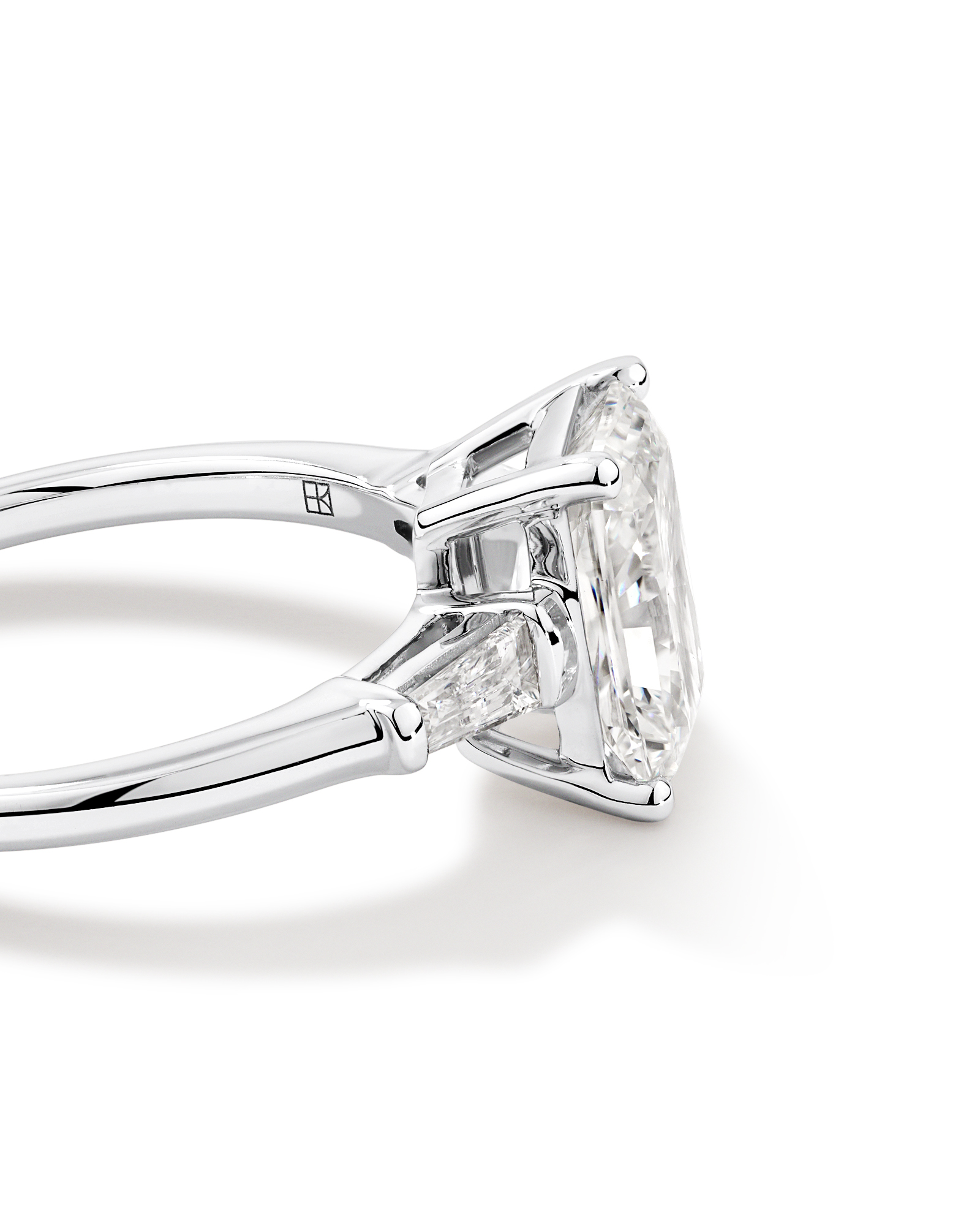 2.25 Carat TW Three Stone Radiant and Baguette Laboratory-Grown Diamond Engagement Ring 14kt White Gold