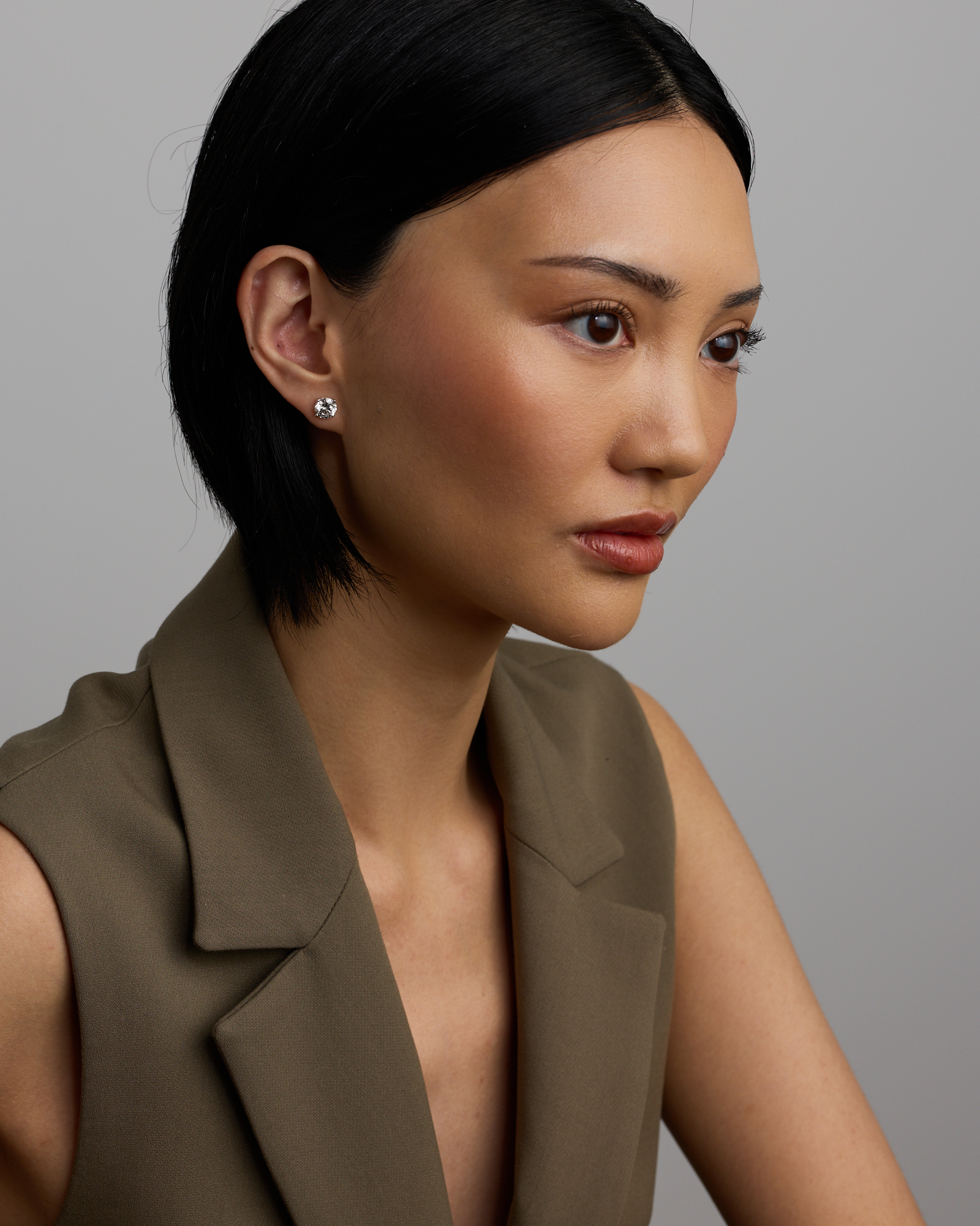 3,00 carats TW Boucles d’oreilles solitaires en diamants cultivés en laboratoire en or blanc 14 carats