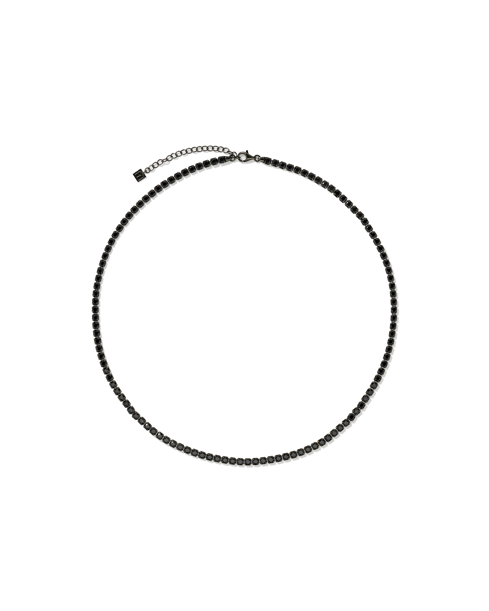 Black Spinel Tennis Necklace in Sterling Silver