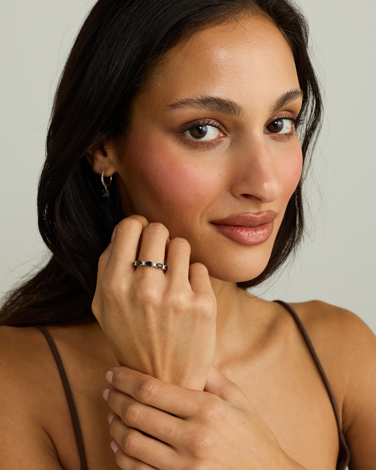 Bague alternative en diamant TW saphir australien et 0,12 carat or jaune 10 carats