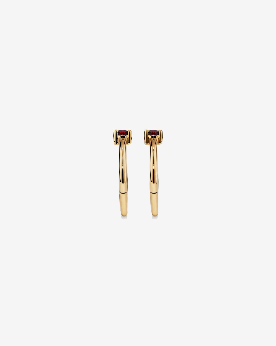 10mm Garnet Accent Sleepers in 10kt Yellow Gold