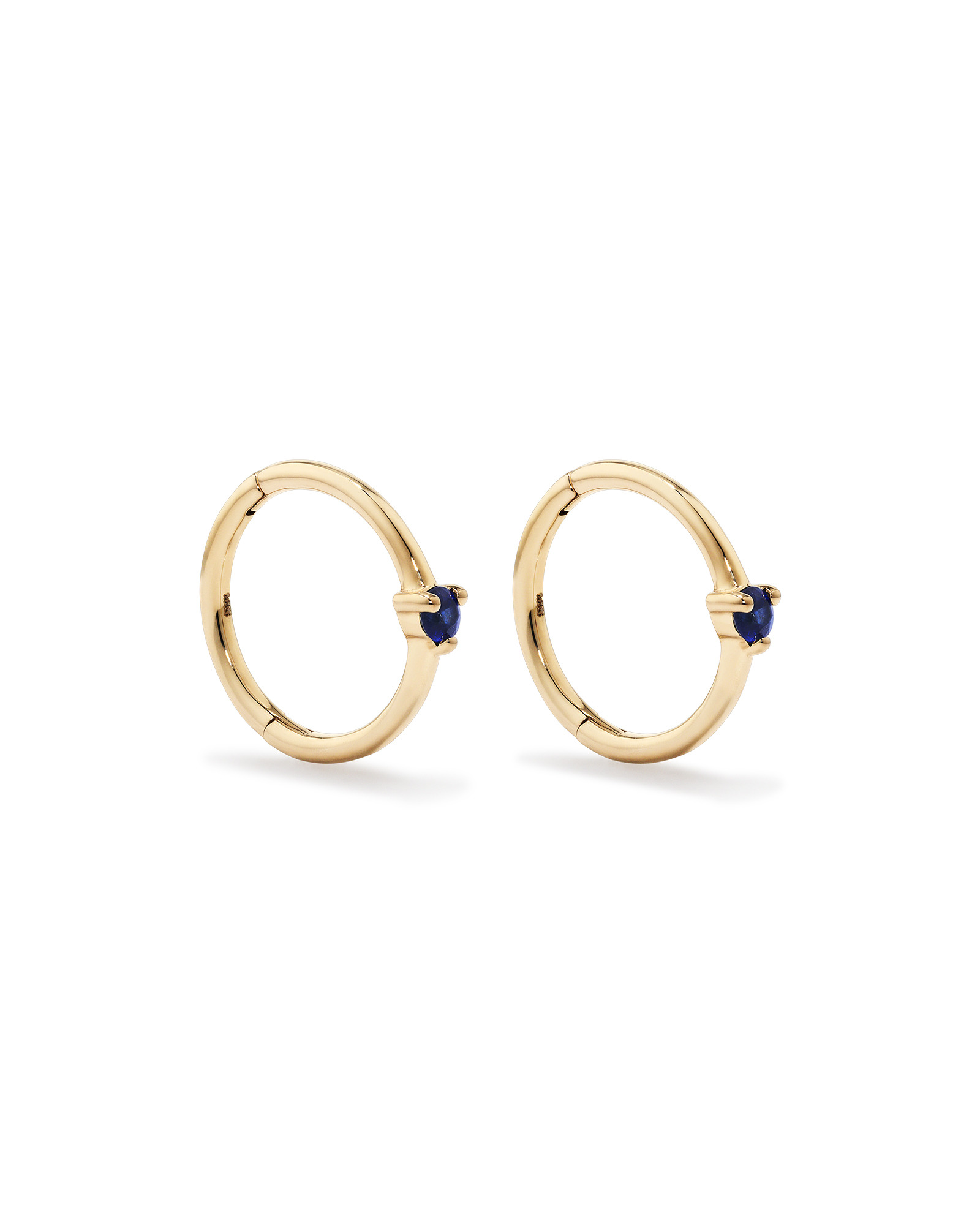 Blue Sapphire Gemstone Accent Sleeper Earrings in 10kt Yellow Gold