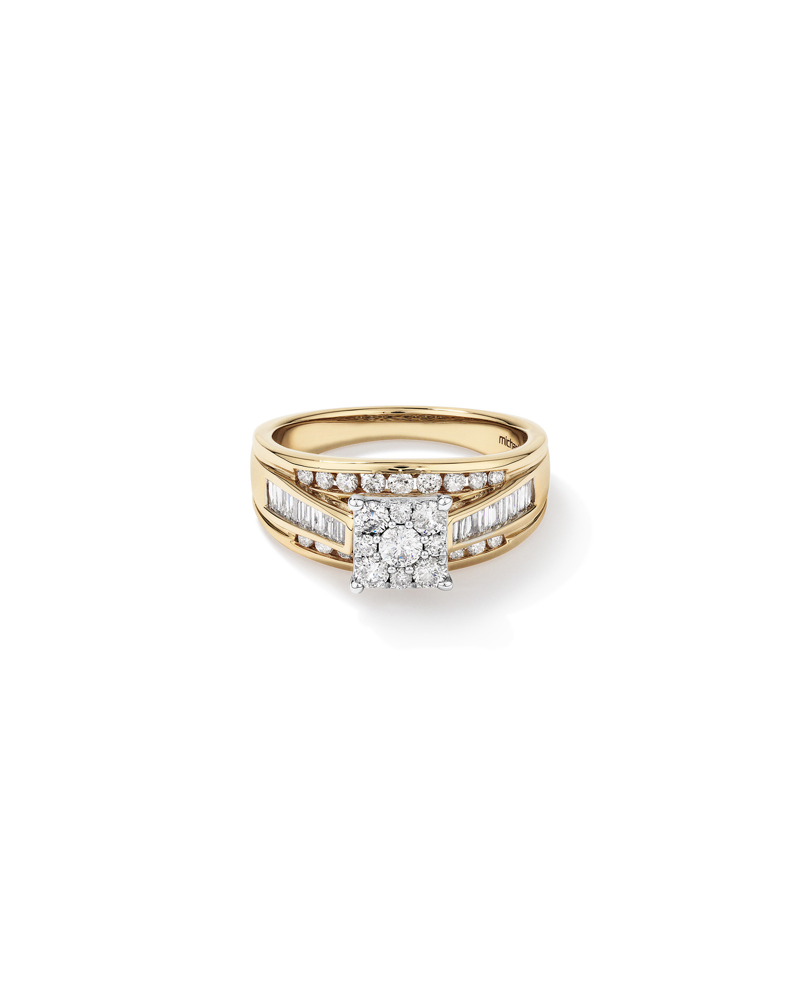 Bague de fiançailles en or blanc et jaune 14 K avec diamants totalisant 1 ct
