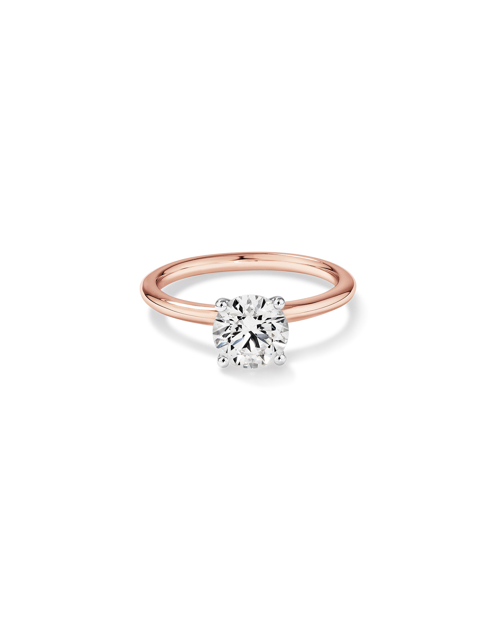 Carat TW Round Brilliant Laboratory-Grown Diamond Solitaire Engagement Ring 14kt Rose and White Gold