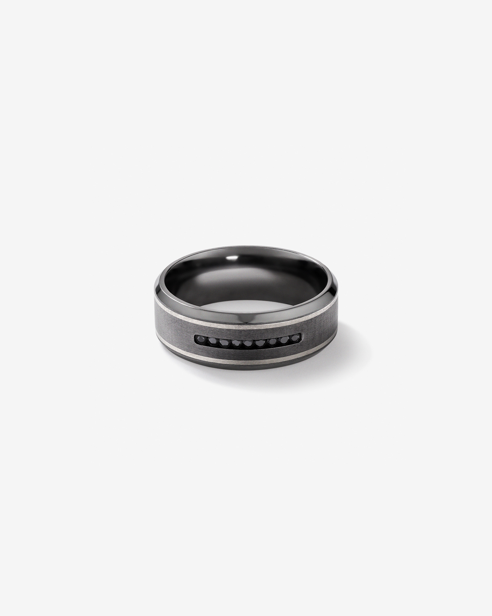 8mm Brushed Dome Wedding Band in Tantalum and 10kt White Gold