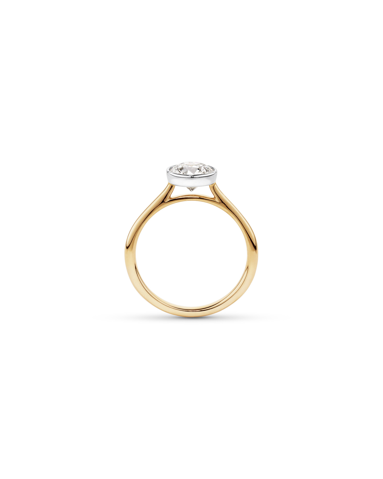 Bague de fiançailles ronde TW de 1,25 carat en or jaune et blanc 14 carats en or jaune et blanc