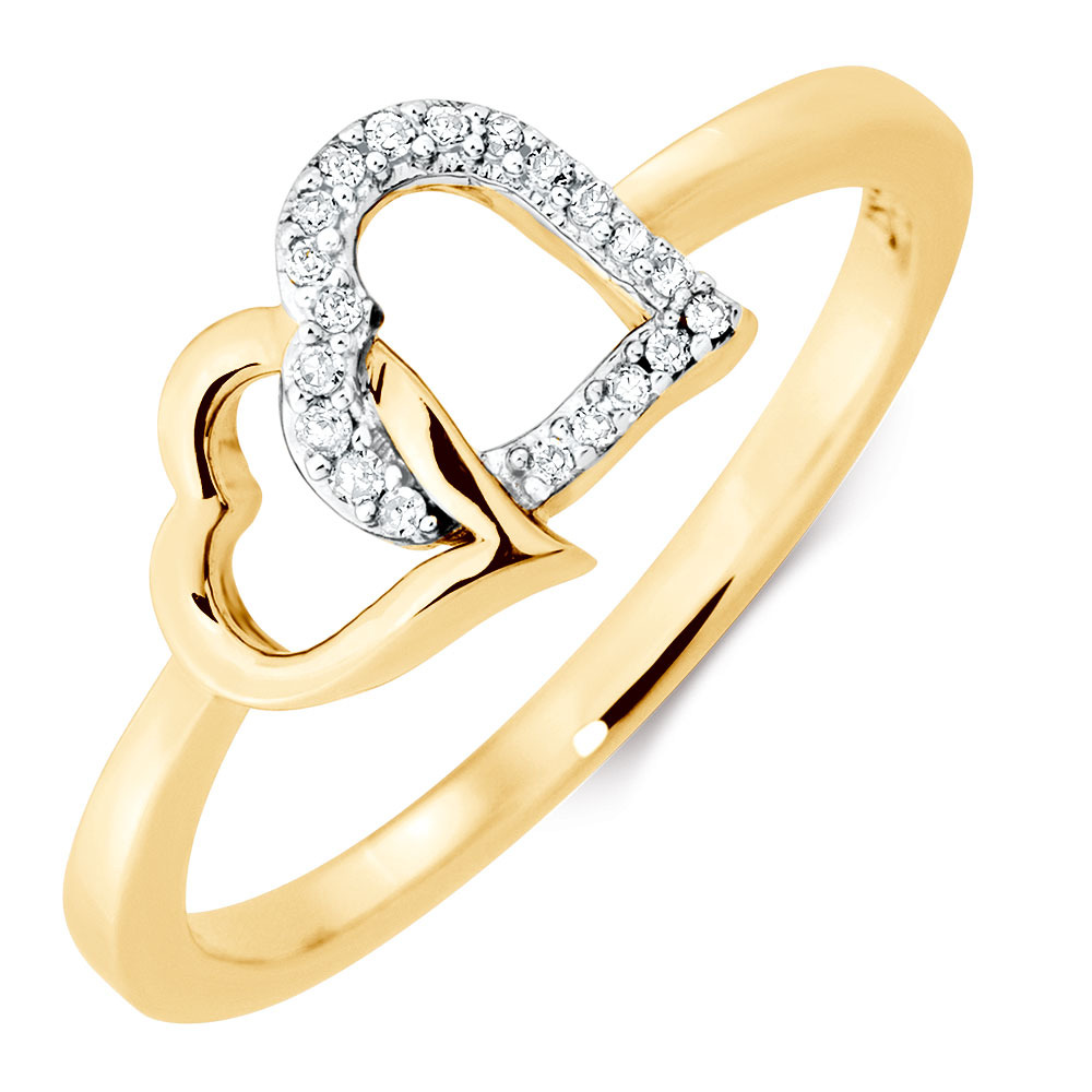 Heart Ring with Diamonds in 10kt Yellow 