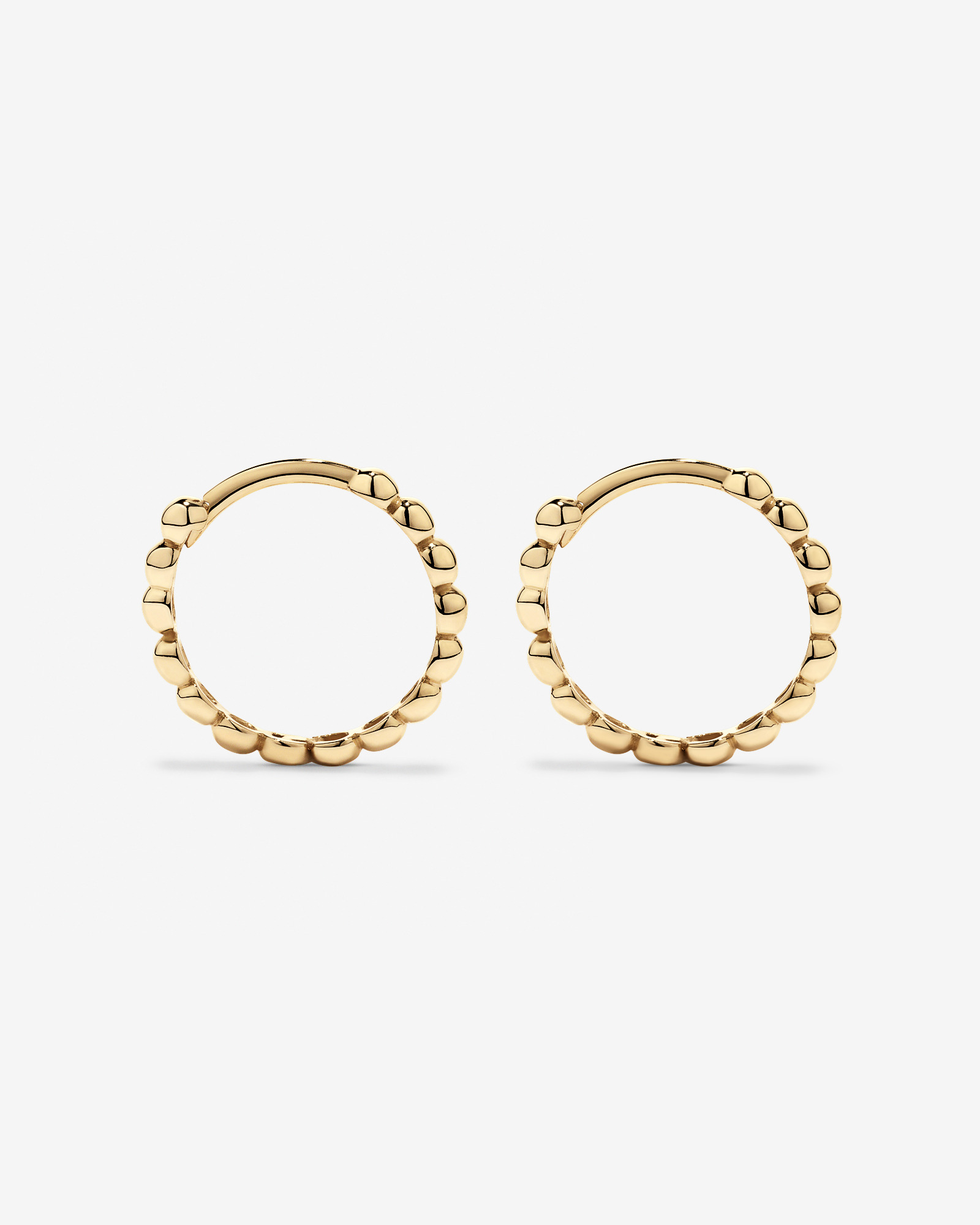 13.5mm Large Beaded Huggie Earrings in 10kt Yellow Gold