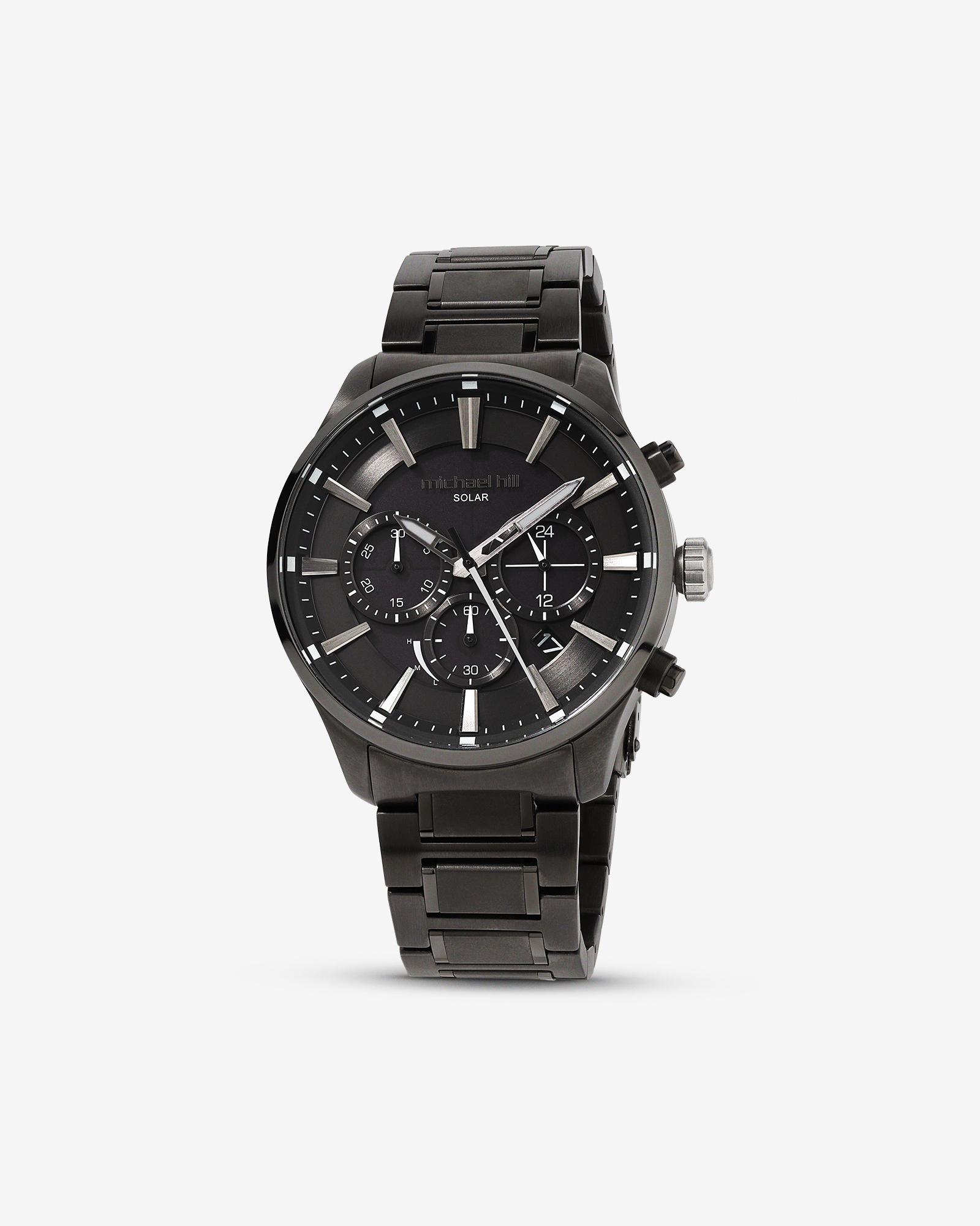 Solar Powered Men's Watch Black Tone Stainless Steel