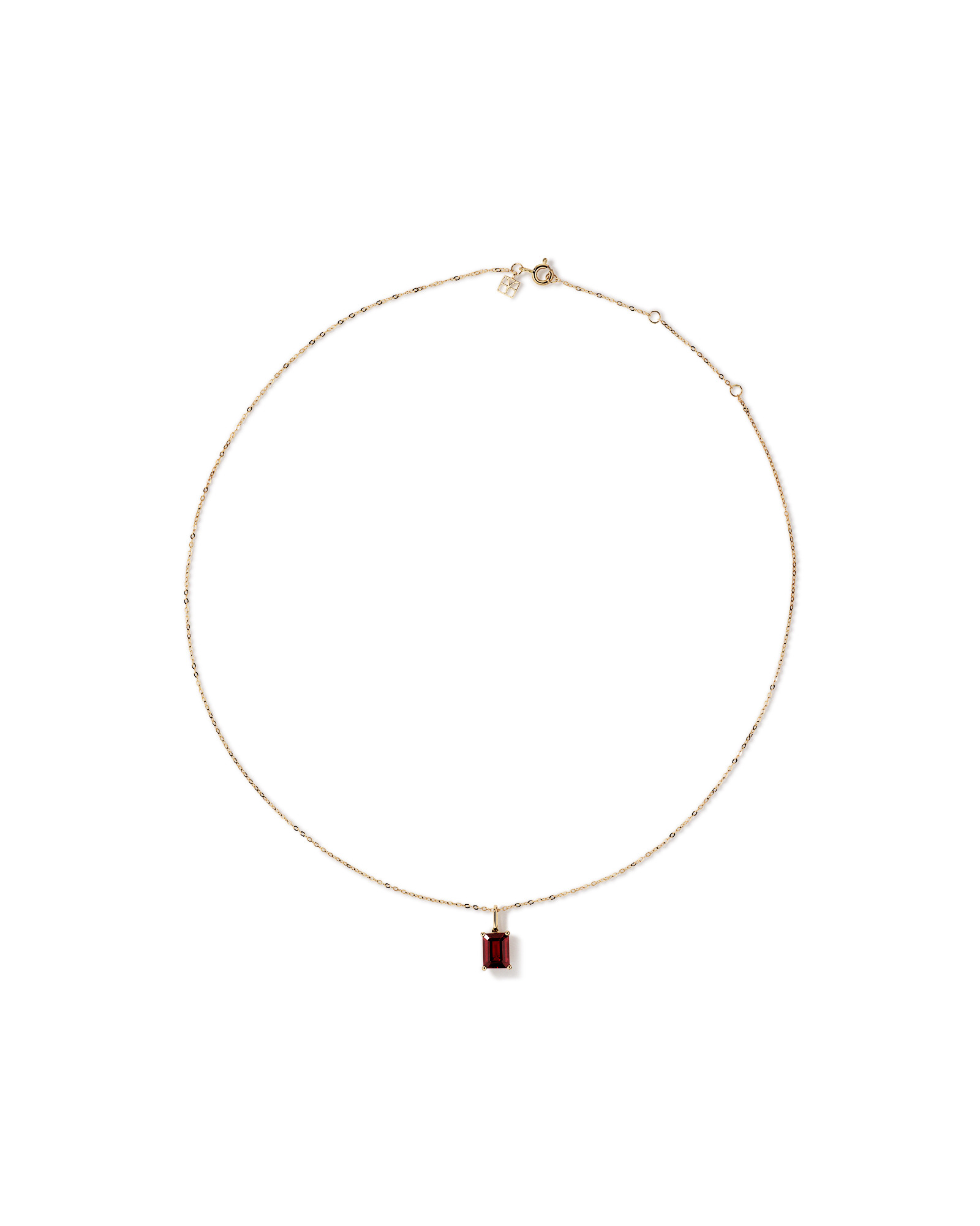 Emerald Cut Red Garnet Gemstone Pendant Necklace in 10kt Yellow Gold