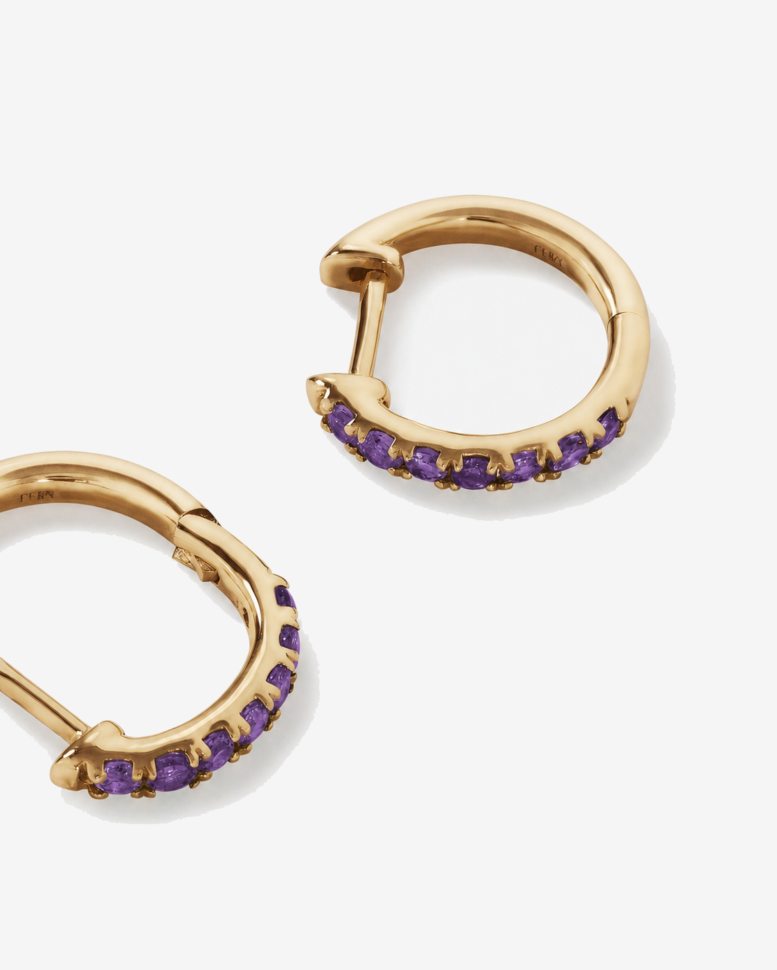 Boucles d'oreilles anneaux Améthyste en or jaune 10 ct