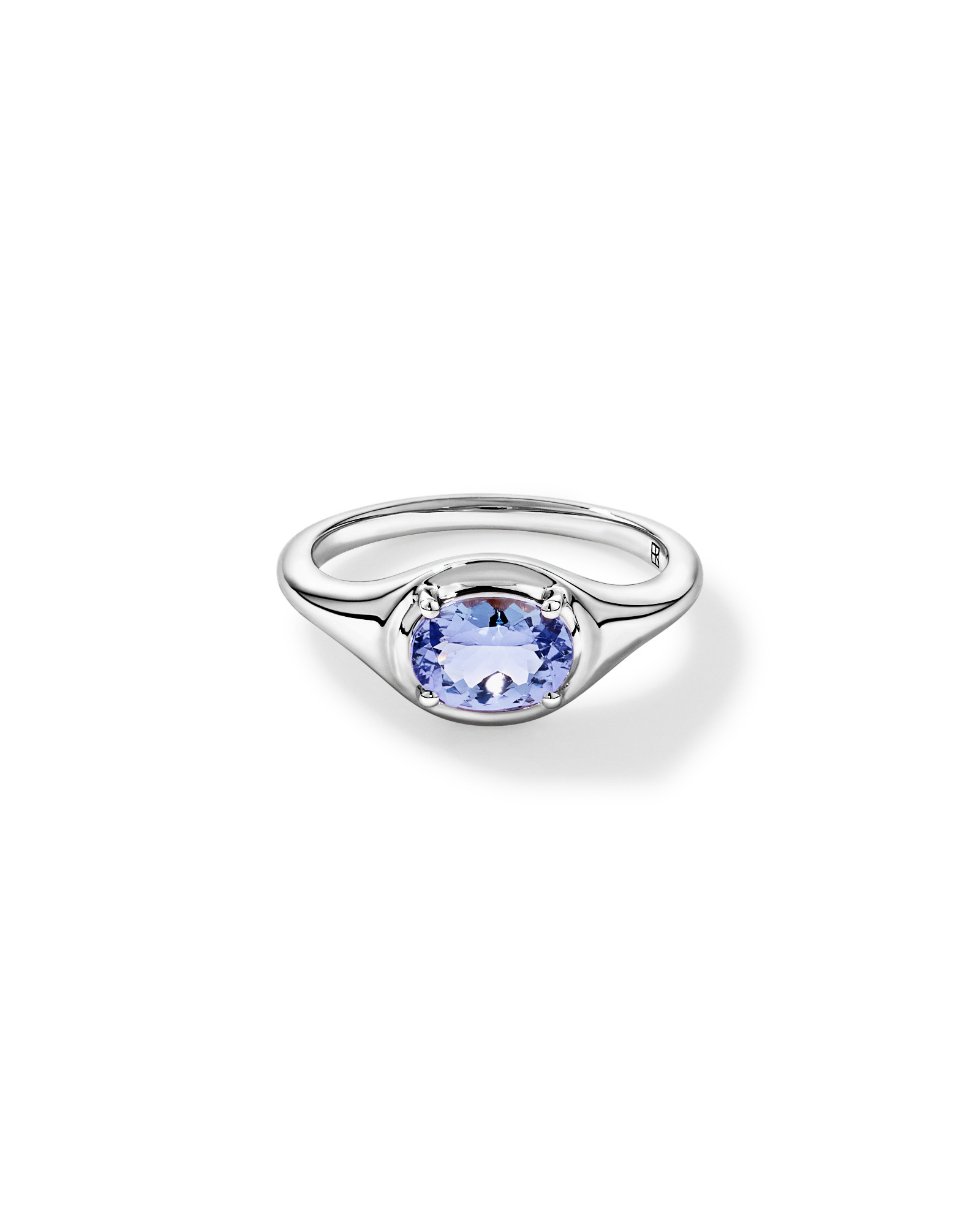 Oval Cut Tanzanite East-to-West Set Ring 10kt White Gold