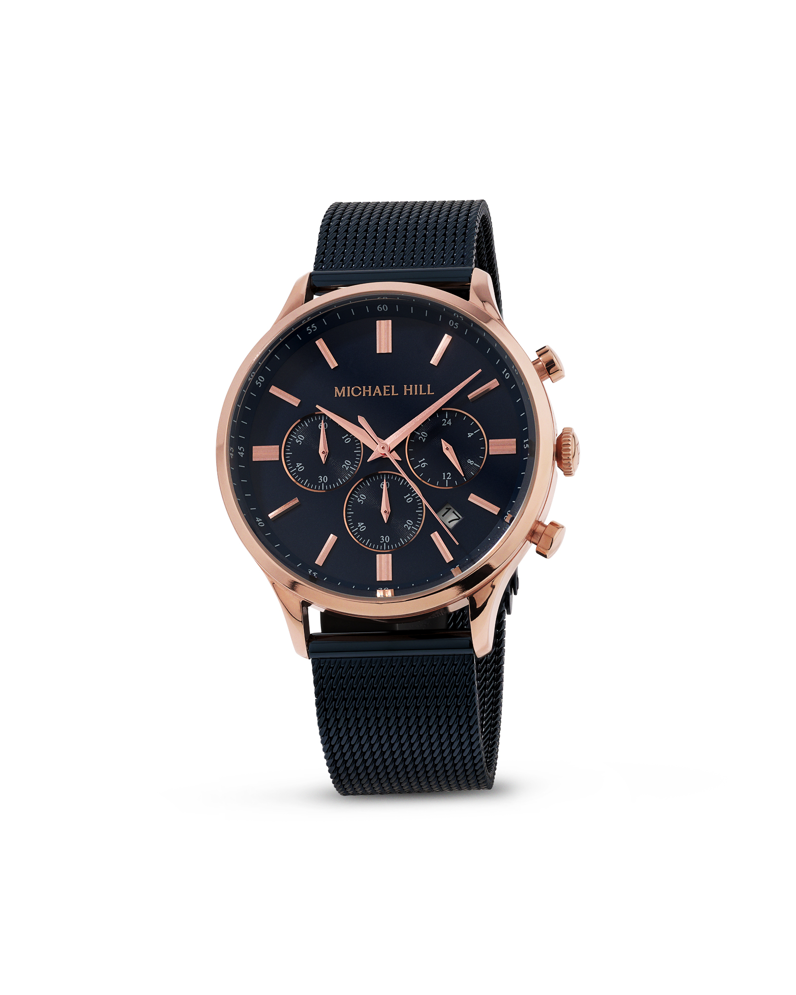 Men's Chronograph Watch in Blue & Rose Tone Stainless Steel