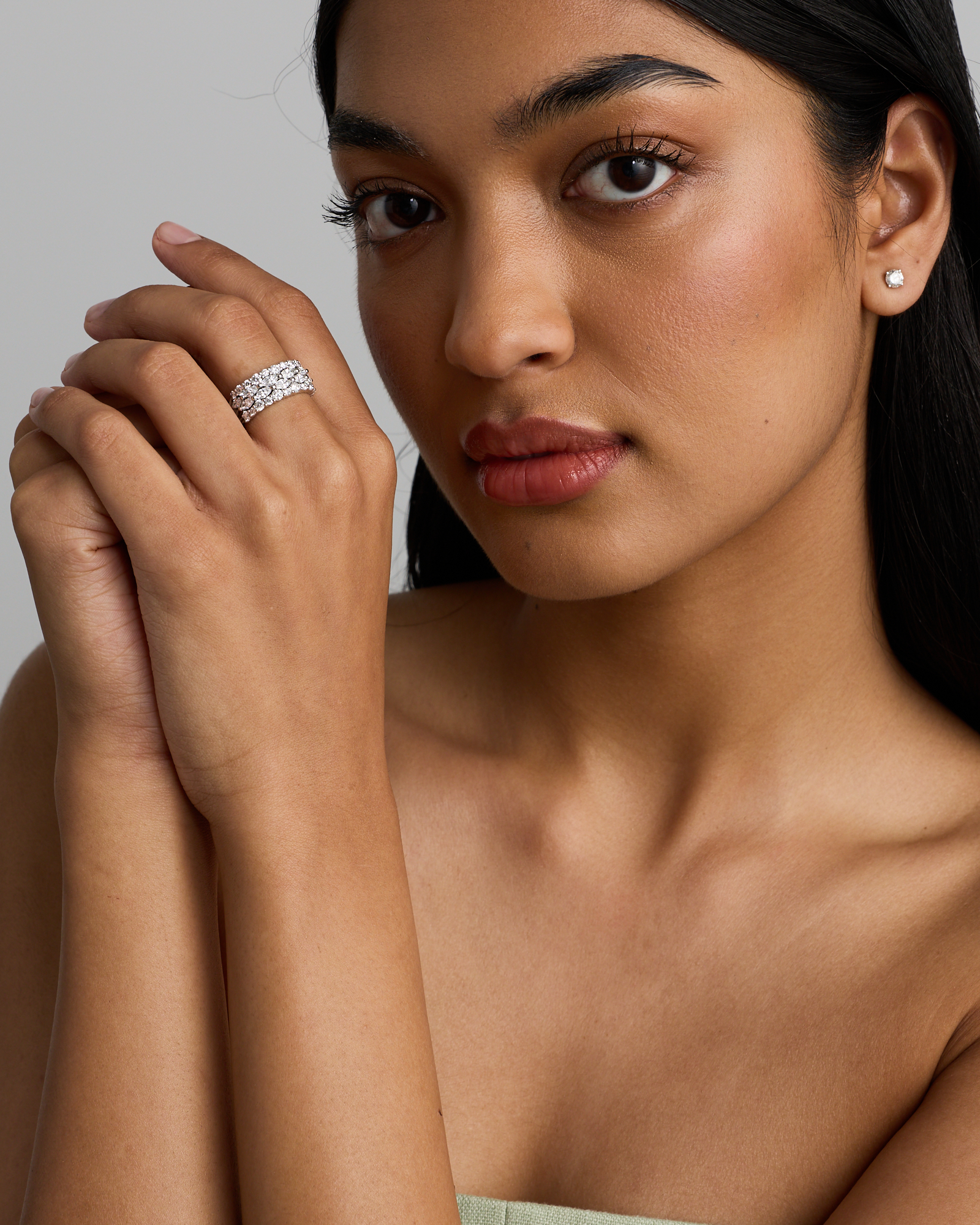 2.46 Carat TW Laboratory-Grown Marquise and Round Brilliant Diamond Ring 10kt White Gold